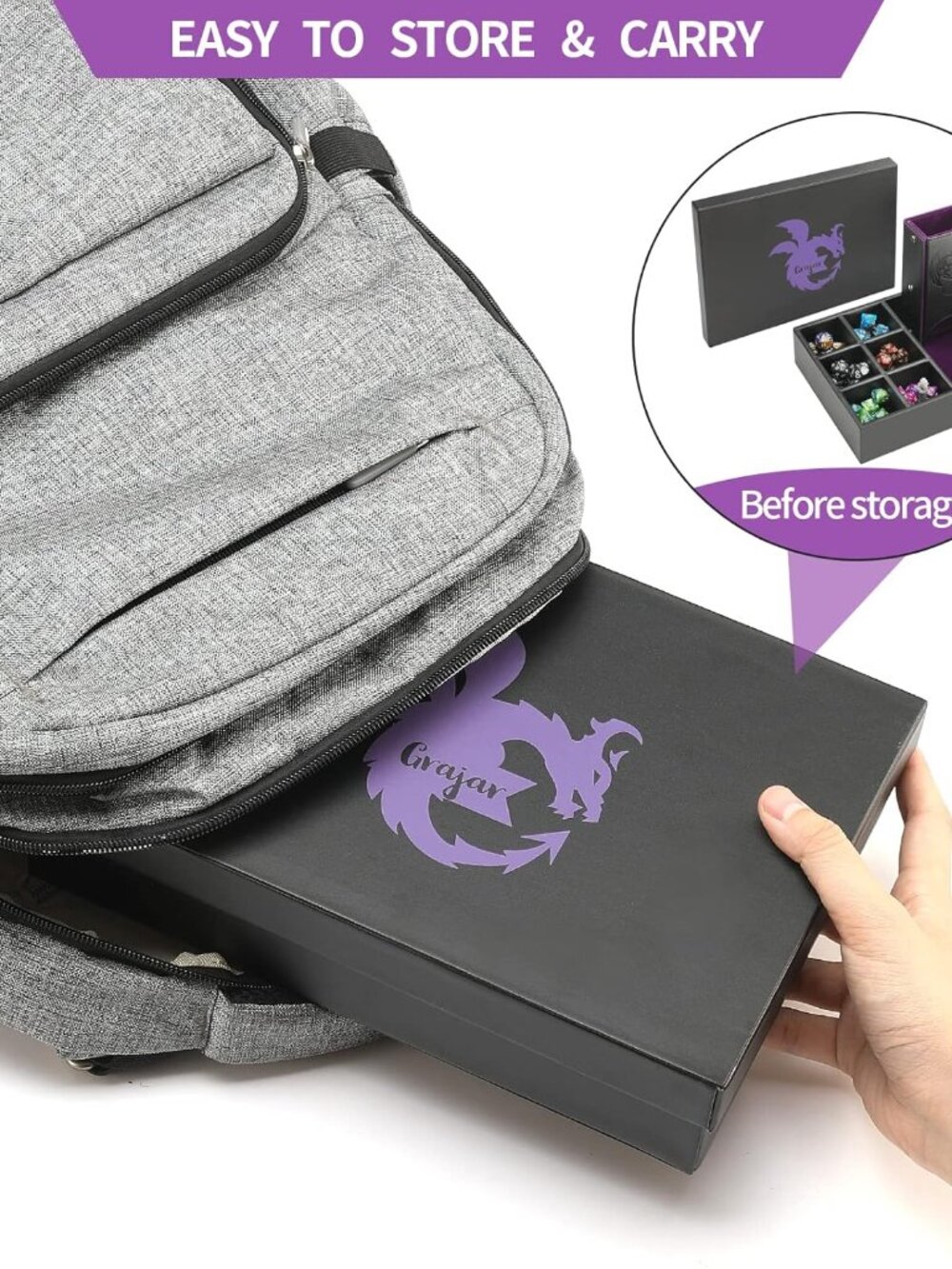 DND Dice Tray and Dice Tower with Storage, 3 in 1 Dice Rolling Tray with Lid, Po - Picture 7 of 7